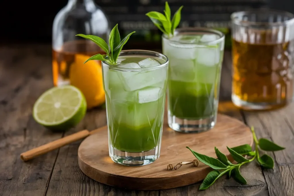 How many calories are in a green tea shot?