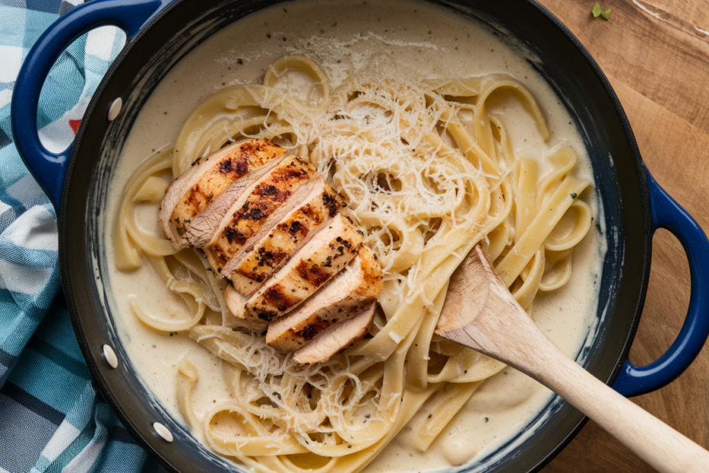 What is chicken alfredo sauce made of?